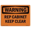 Signmission Safety Sign, OSHA WARNING, 12" Height, Aluminum, Rep Cabinet Keep Clear, Landscape OS-WS-A-1218-L-12376